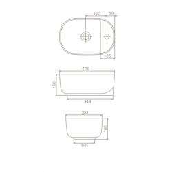 Επικαθήμενος Νιπτήρας Πορσελάνης 42x28cm Cerastyle Aqua 077000-u Λευκό
